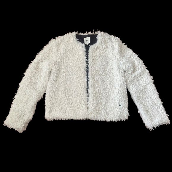 VANS Faux Fur Jacket Coat Women Size S Small White Lined Hook & Loop Closure - Picture 5 of 15